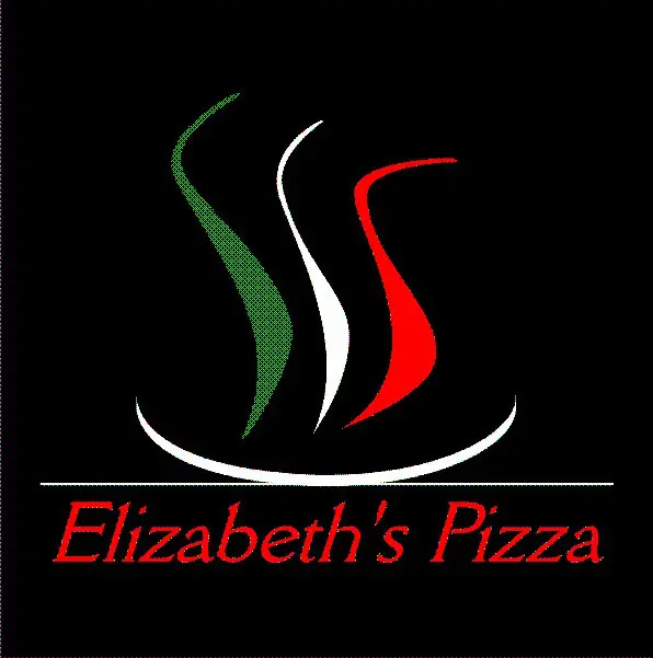 A black and white logo of elizabeth 's pizza.